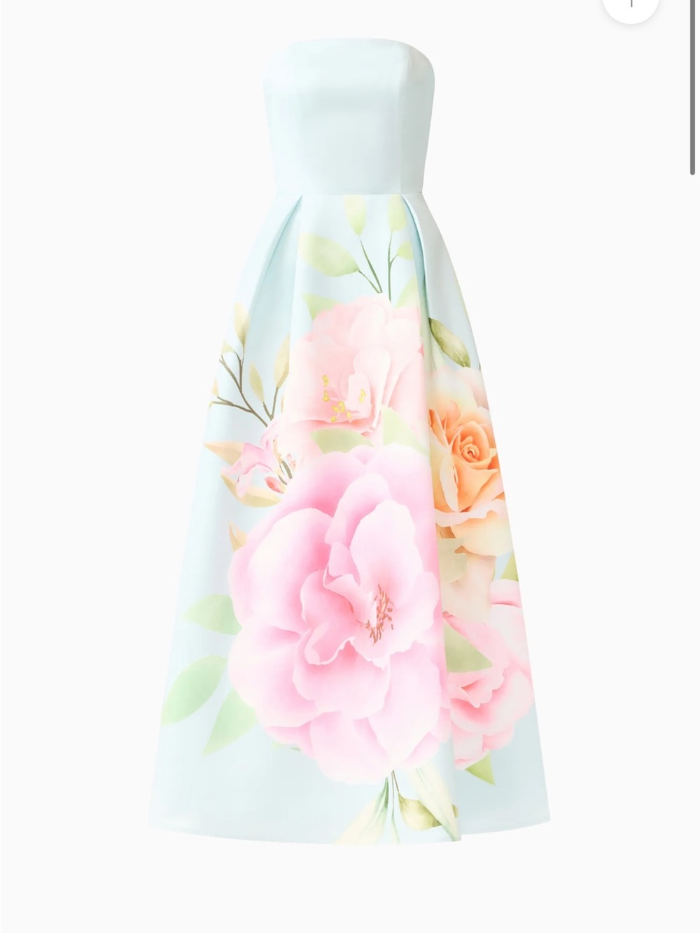 Elliatt Strapless Pastel Blue Gown with Pink & Peach Floral Print - Picture 5 of 5
